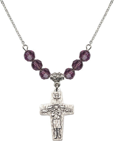 Papal Crucifix Birthstone Necklace | 1 inch | 6mm Beads