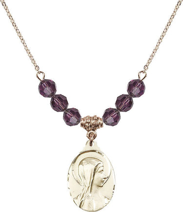 Women's Sorrowful Mother Birthstone Necklace | 7/8 inch | 6mm Beads