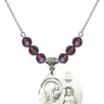 Sorrowful Mother Birthstone Necklace | 7/8 inch | 6mm Beads  Amethyst Sterling Silver