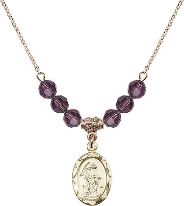 Guardian Angel Birthstone Necklace | 3/4 inch | 6mm Beads