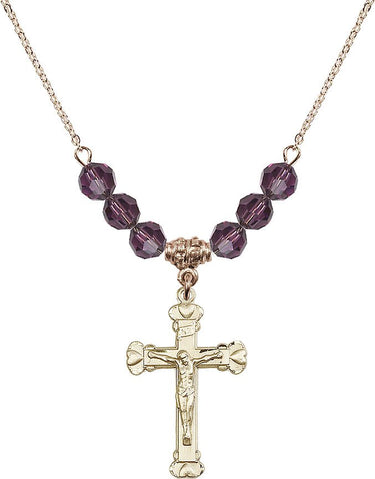 Crucifix Birthstone Necklace | 1 1/8 inch | 6mm Beads | N30-0620