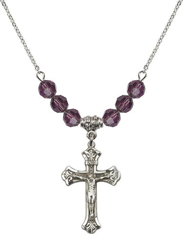 Crucifix Birthstone Necklace | 1 1/8 inch | 6mm Beads | N30-0622