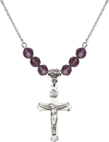 Crucifix Birthstone Necklace | 1 1/8 inch | 6mm Beads | N30-0651