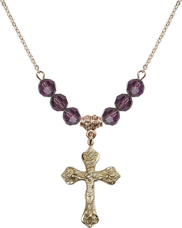 Beads Crucifix Birthstone Necklace | 1 inch | 6mm Beads | N30-0662