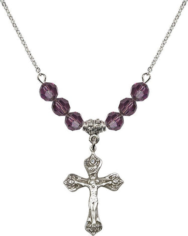 Beads Crucifix Birthstone Necklace | 1 inch | 6mm Beads | N30-0662