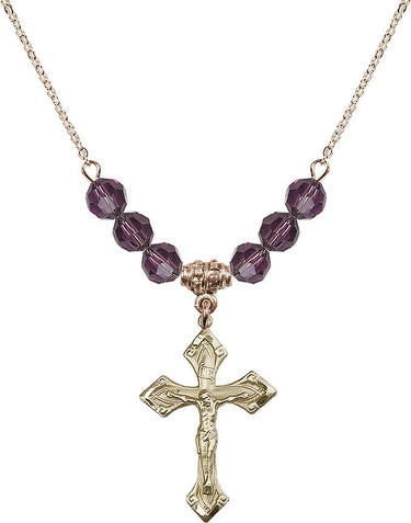 Crucifix Birthstone Necklace | 1 1/8 inch | 6mm Beads | N30-0663