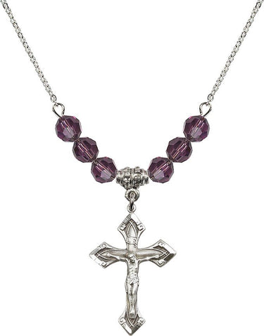 Crucifix Birthstone Necklace | 1 1/8 inch | 6mm Beads | N30-0663