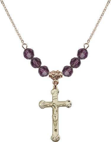 Crucifix Birthstone Necklace | 1 1/8 inch | 6mm Beads | N30-0664