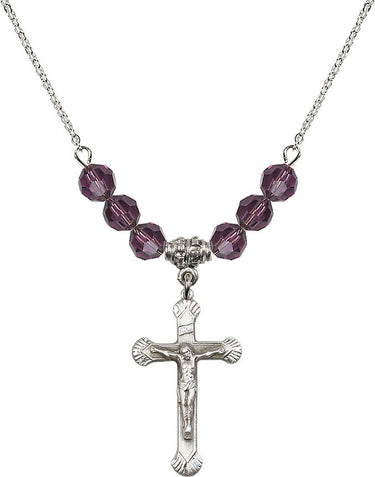 Crucifix Birthstone Necklace | 1 1/8 inch | 6mm Beads | N30-0664