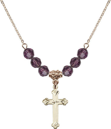 Birthstone Cross Birthstone Necklace | 3/4 inch | 6mm Beads