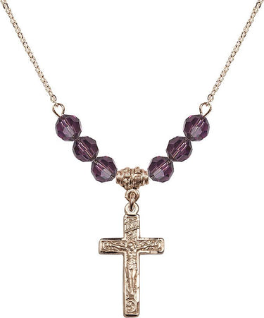 Beads Crucifix Birthstone Necklace | 1 inch | 6mm Beads | N30-0673