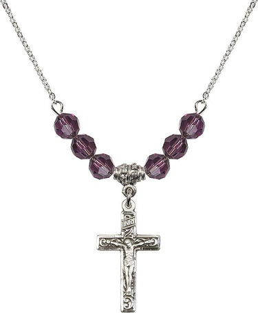Beads Crucifix Birthstone Necklace | 1 inch | 6mm Beads | N30-0673