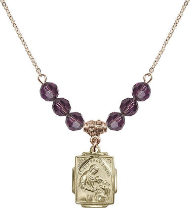 Saint Anne Birthstone Necklace | 5/8 inch | 6mm Beads