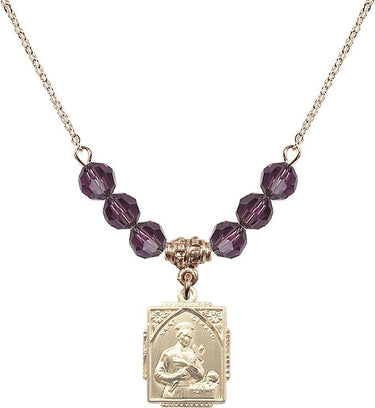 Saint Gerard Majella Birthstone Necklace | 5/8 inch | 6mm Beads