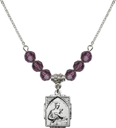 Saint Gerard Majella Birthstone Necklace | 5/8 inch | 6mm Beads