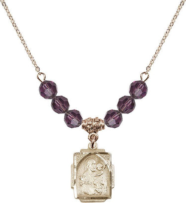 Saint Joseph Birthstone Necklace | 3/4 inch | 6mm Beads | N30-0804K