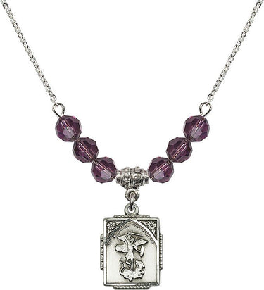 Saint Michael the Archangel Michael Birthstone Necklace | 5/8 inch