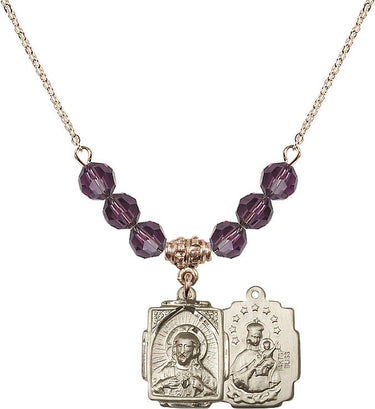 Collar escapulario con piedra de nacimiento | 5/8 pulgada | Cuentas de 6 mm | N30-0804S