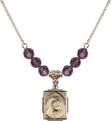 Saint Teresa of Calcutta Birthstone Necklace | 5/8 inch