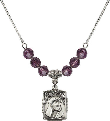 Saint Teresa of Calcutta Birthstone Necklace | 5/8 inch