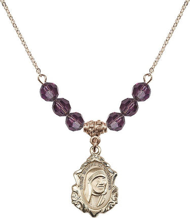 Saint Teresa of Calcutta Birthstone Necklace | 3/4 inch