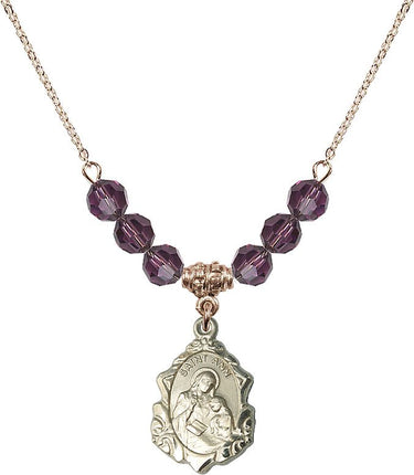 Saint Anne Birthstone Necklace | 3/4 inch | 6mm Beads | N30-0822A