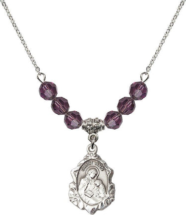 Saint Anne Birthstone Necklace | 3/4 inch | 6mm Beads | N30-0822A