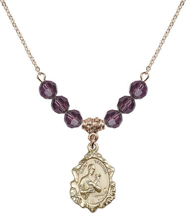 Saint Gerard Majella Birthstone Necklace | 3/4 inch | 6mm Beads