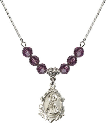 Infant of Prague Birthstone Necklace | 3/4 inch | 6mm Beads | N30-0822I