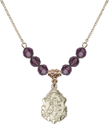 Saint Joseph Birthstone Necklace | 3/4 inch | 6mm Beads | N30-0822K