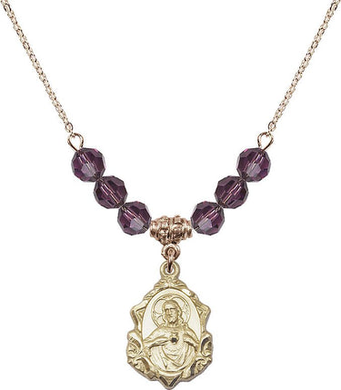 Collar Escapulario con Piedra de Nacimiento | 1.9 cm | Cuentas de 6 mm | N30-0822S