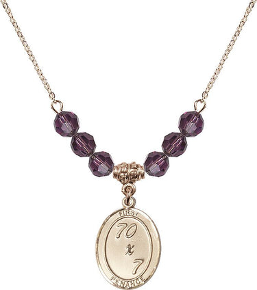 First Penance Birthstone Necklace | 3/4 inch | 6mm Beads