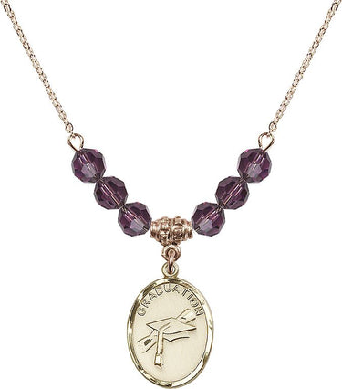 Graduation Birthstone Necklace | 3/4 inch | 6mm Beads