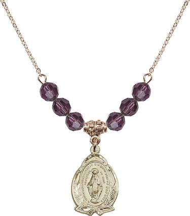 Miraculous Medal Birthstone Necklace for Women | 3/4 inch