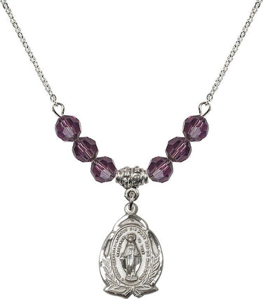 Miraculous Medal Birthstone Necklace for Women | 3/4 inch