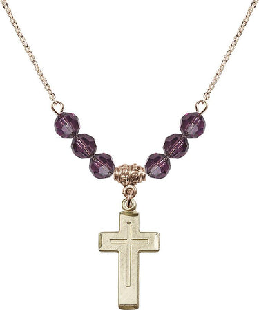 Cross Birthstone Necklace | 7/8 inch | 6mm Beads