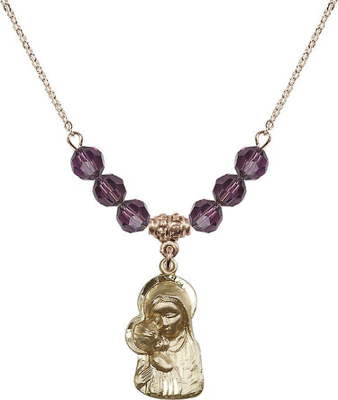 Madonna & Child Birthstone Necklace | 7/8 inch | 6mm Beads