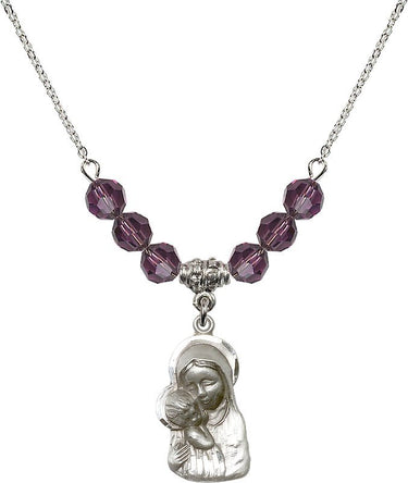 Madonna & Child Birthstone Necklace | 7/8 inch | 6mm Beads
