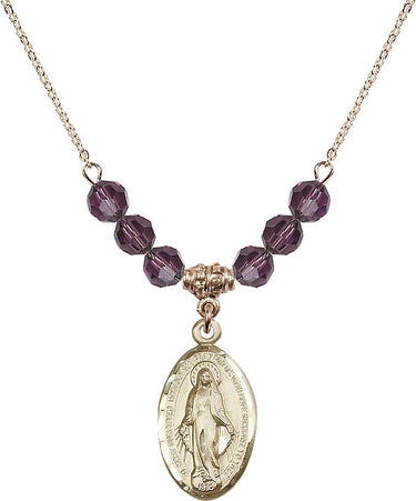 Women's Miraculous Medal Birthstone Necklace | 7/8 inch