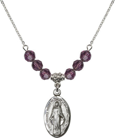 Women's Miraculous Medal Birthstone Necklace | 7/8 inch