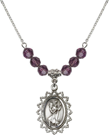 Saint Christopher Birthstone Necklace | 1 inch | 6mm Beads