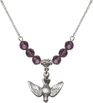 Holy Spirit Birthstone Necklace | 3/4 inch | 6mm Beads | N30-1628