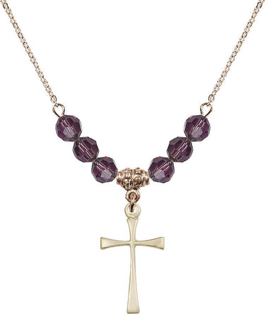 Maltese Cross Birthstone Necklace | 7/8 inch | 6mm Beads