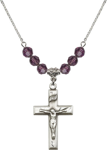 Crucifix Birthstone Necklace | 1 3/8 inch | 6mm Beads | N30-2186