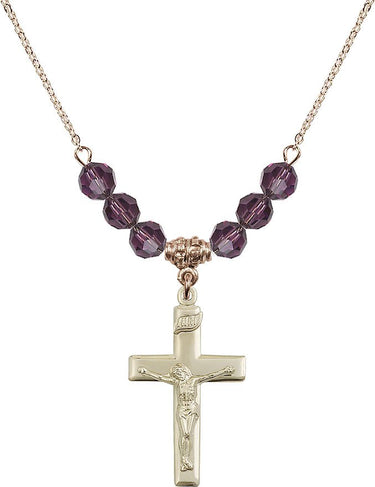 Beads Crucifix Birthstone Necklace | 1 1/8 inch | 6mm Beads | N30-2191