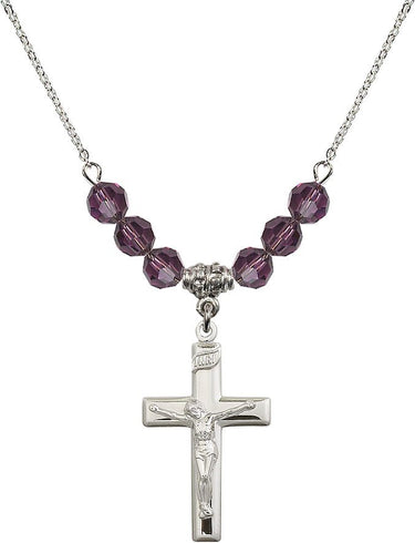 Beads Crucifix Birthstone Necklace | 1 1/8 inch | 6mm Beads | N30-2191