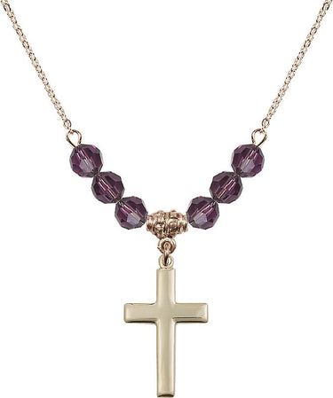 Women's Cross Birthstone Necklace | 7/8 inch | 6mm Beads | N30-2195