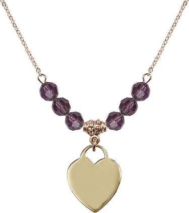 Heart Birthstone Necklace | 3/4 inch | 6mm Beads