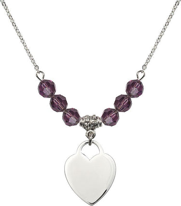Heart Birthstone Necklace | 3/4 inch | 6mm Beads