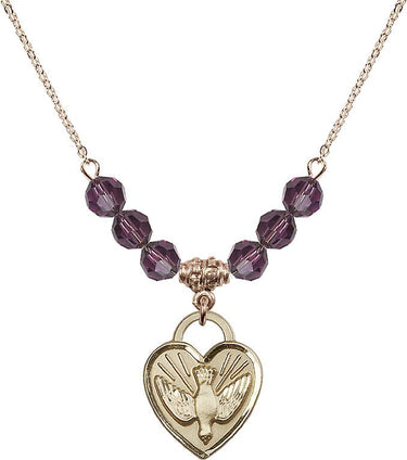 Confirmation Heart Birthstone Necklace | 3/4 inch | 6mm Beads